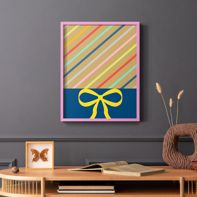 Stripes Framed Print - Solid Wood, Pink, 10" H x 8" W