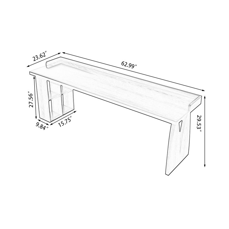 86.61"Light walnut Rectangular Solid Wood desks, 29.53" H x 62.99" W x 23.62" D