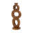 5.5x5.5x17.5" Teak Wood Candle Holder with Round Stacked Design and Natural Brown Finish