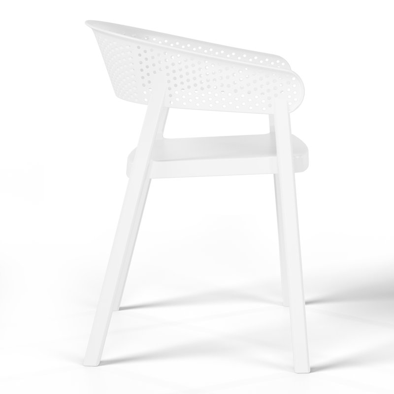 Delron 29'' H 2-Piece Outdoor Dining Armchair, White