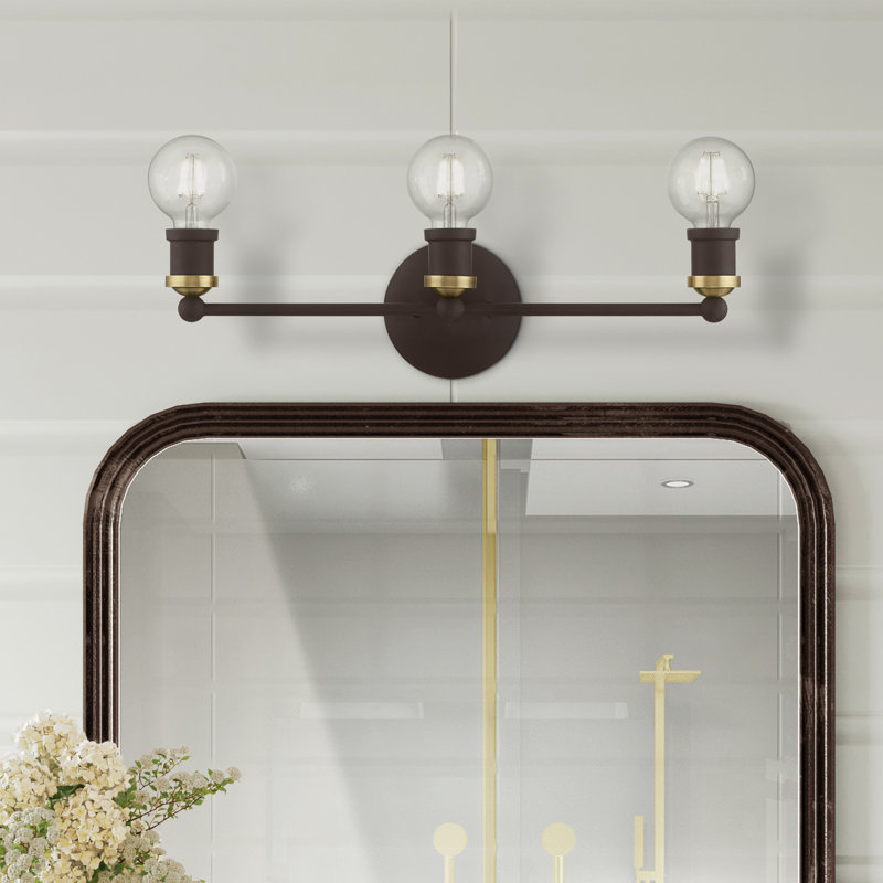 Éclairage de salle de bain à intensité variable 3 lumières Grogan, Bronze / laiton antique