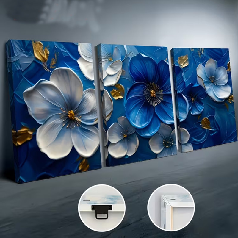 3 Piece Wrapped Canvas Print, 40 cm H x 90cm W