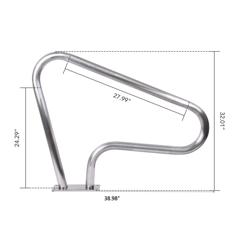 Swimming Pool Stair Handrail 39" x 32" Stainless Steel Rustproof Pool Ladder Rail with Ergonomic Grip for Inground Pool Safety