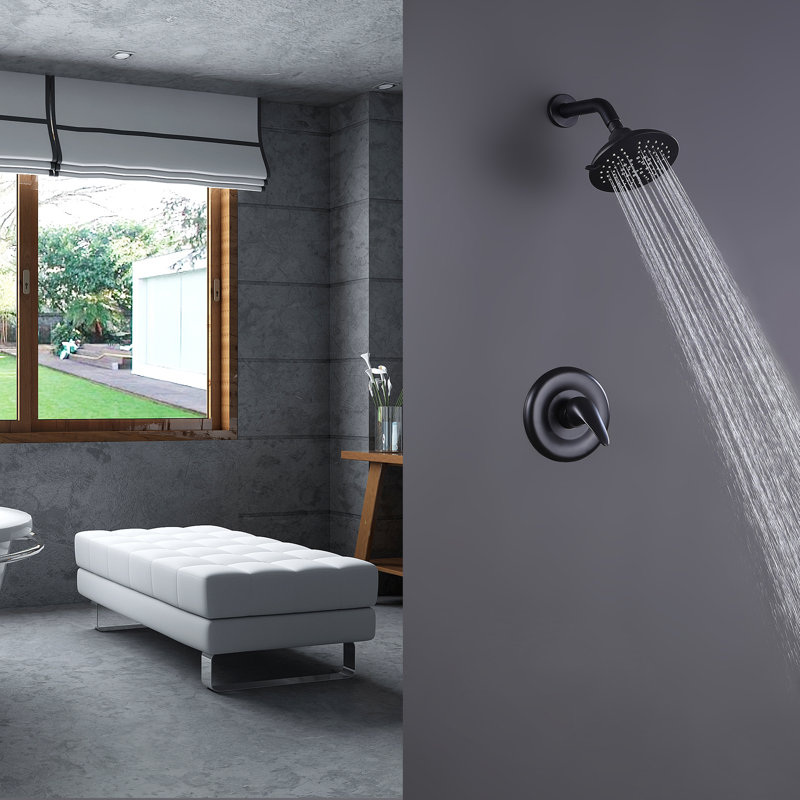 6" Wall Mounted Shower Faucet with Pressure Balanced Valve, Matte Black