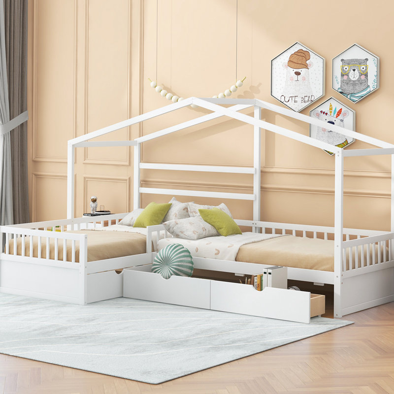 Lawrenceburg Slat Storage Bed, White