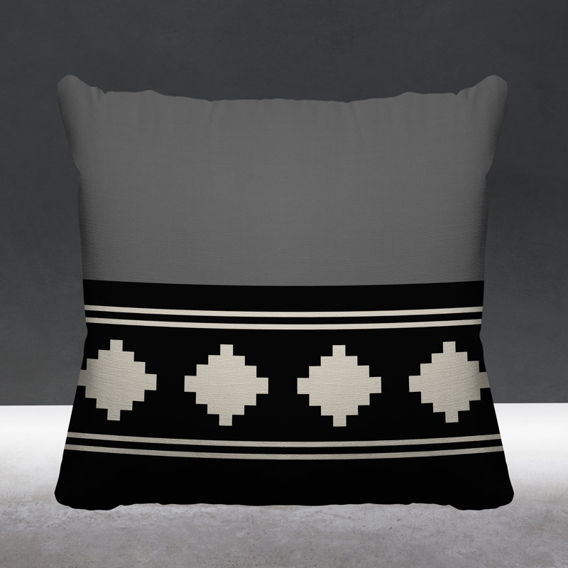 Coussin intérieur / extérieur Ector Southwestern, L 17 po x H 17 po, gris