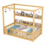 Lit à baldaquin simple avec garde-corps, lit en bois massif avec tablettes, cadre de lit Montessori pour enfants, garçons, filles, sans sommier, naturel