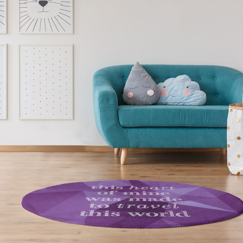 Tapis en polyester en simili-citation pierre de voyage love, Rond 5 pi