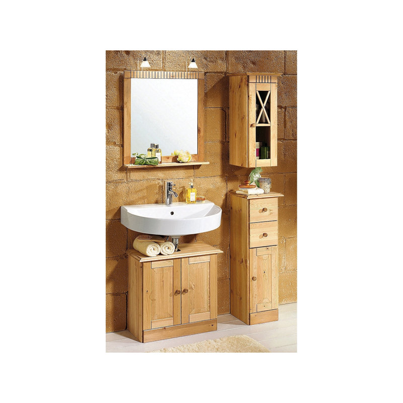 Moutanabi Solid Wood Freestanding Bathroom Cabinet, Stain Wax