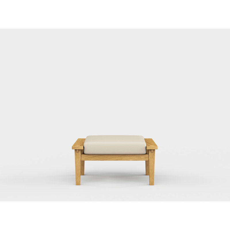 Savannah Outdoor Teak Ottoman, Premier Flax