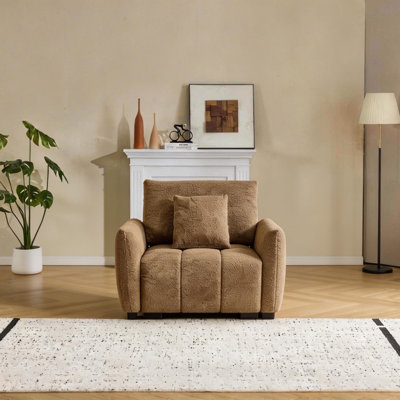 39.6‘’ Brown Boucle American Tufed Club Chair