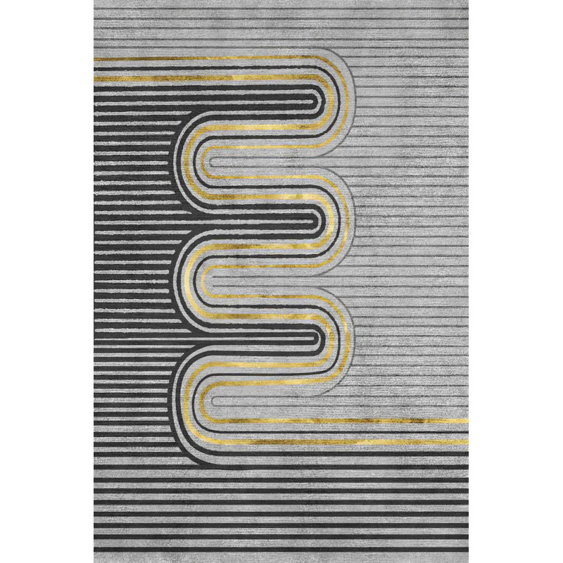 Melnick Machine Washable Living Room Rug Design 7705 - 5X8 (5'2"X7'5"), Grey