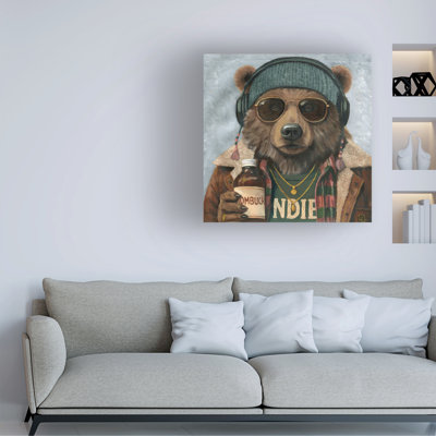 Wrapped Canvas Wall Art - Melissa Symons 'West Coast Bear' Wall Art for Living Room, Bedroom, or Office Décor - 35x35