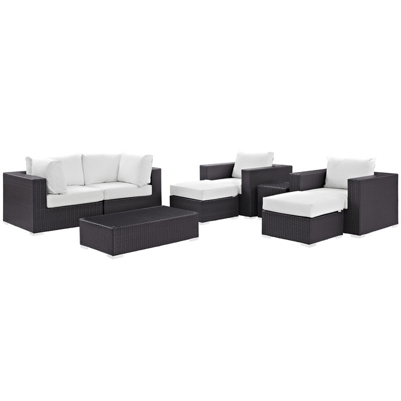 Ensemble modulaire d'extérieur pour terrasse 8 pièces Convene Collection, Espresso et blanc