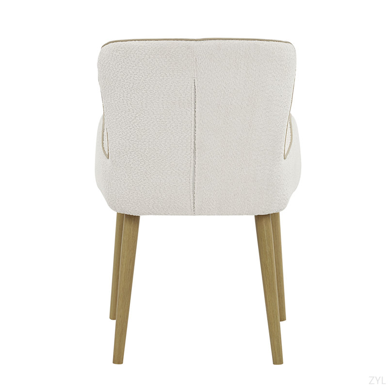 Ensemble de 2 chaises d'appoint beiges bouclés et finition chêne