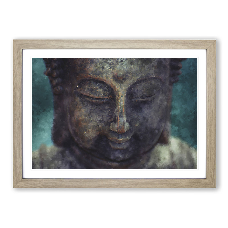 Buddha Statue Vol.10 - Picture Frame Painting, 27cm H x 36cm W x 2cm D, Oak