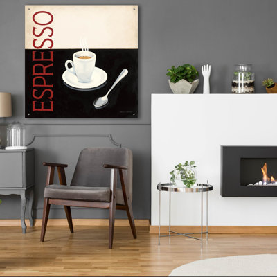 Art mural en verre rouge «Cafe Moderne 4» par Marco Fabiano