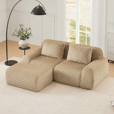 Canapé modulaire moderne en forme de L pour le salon, tissu en flanelle, repose-pieds mobile, sans assemblage