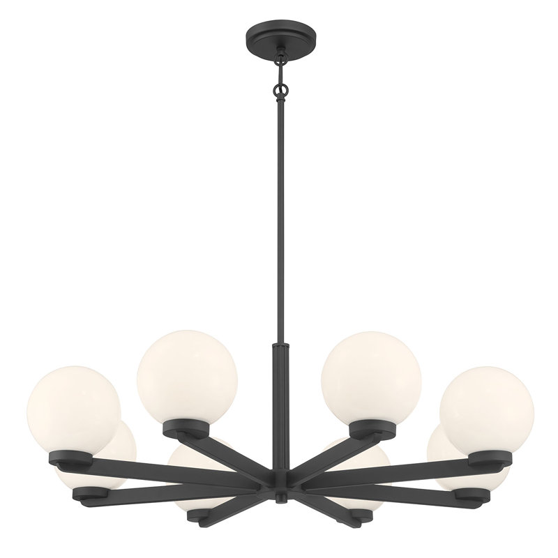 Lustre 8 lumières Ahadzi, Noir mat, H 51,75 po x l 34 po x P 34 po, 8 lumières