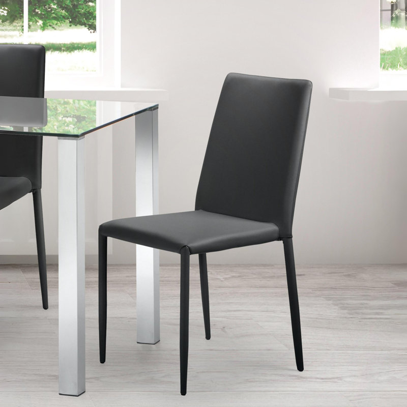 Mena 48cm H Upholstered Metal Side Chair, Black