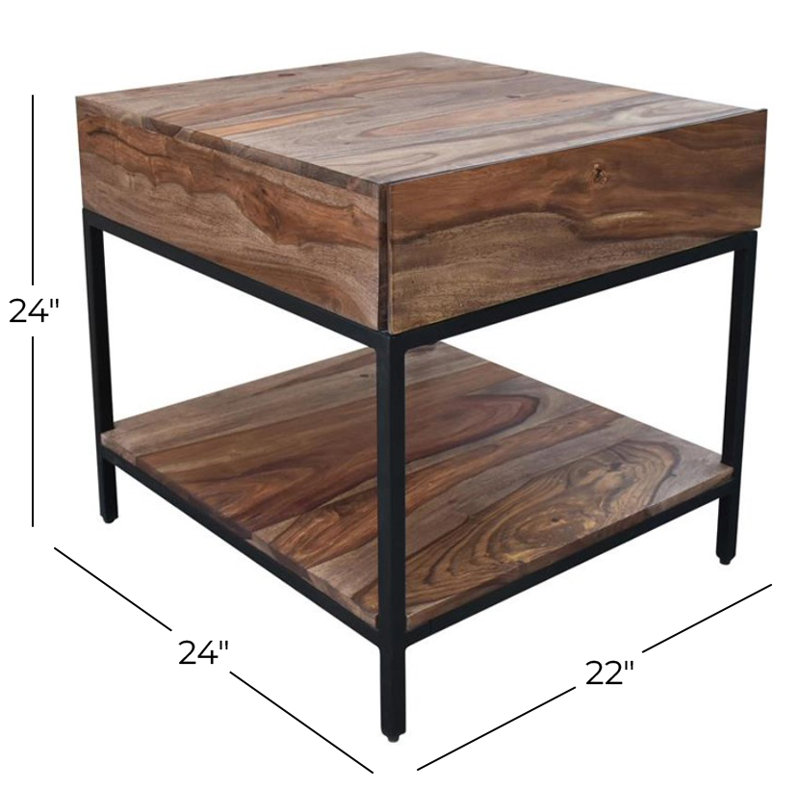Deejay Solid Wood Top End Table with Storage