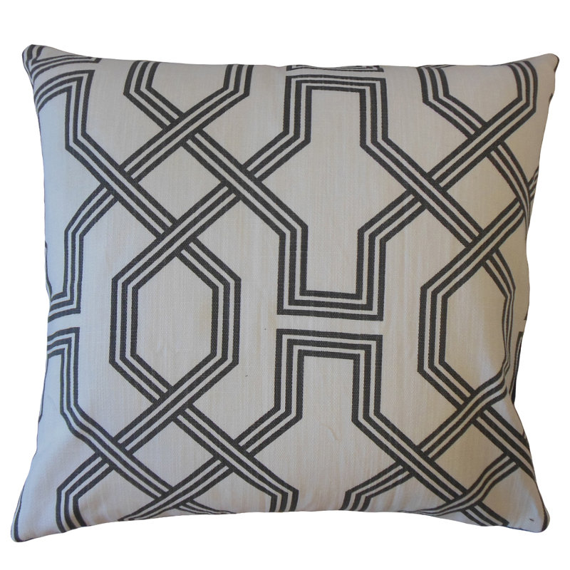 Eero Geometric Feather Reversible Throw Pillow, 18" x 18", Graphite