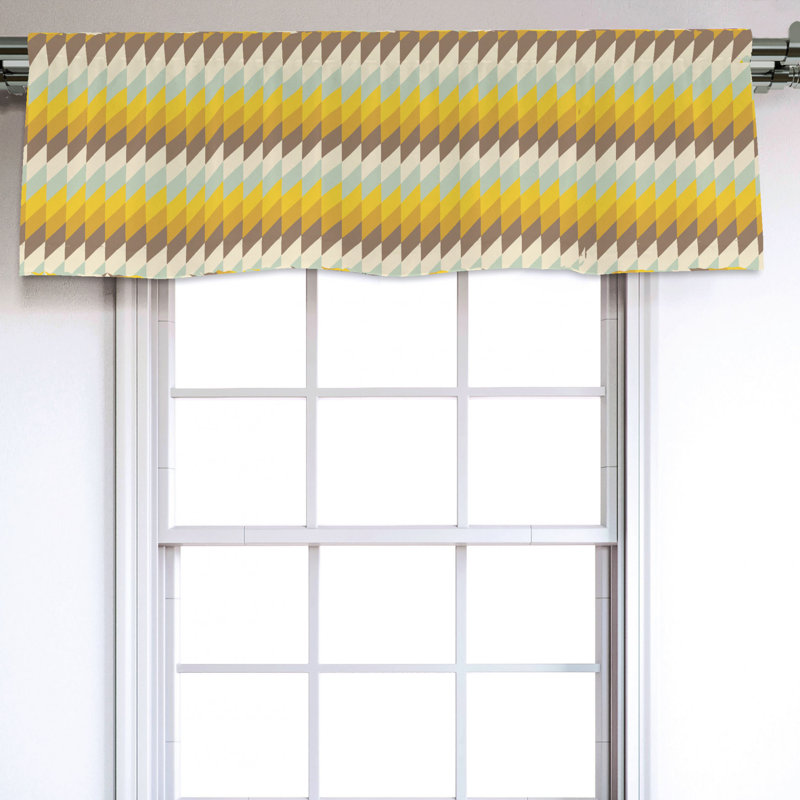 Sateen Geometric Ruffled Window Valance