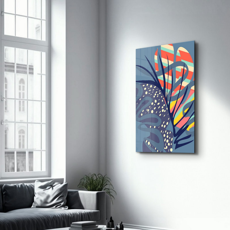 Élégante peinture murale en verre trempé de 13,8 po x 21,7 po | 100% verre trempé, épaisseur: 0,16 pouce | Imprimé UV pour des couleurs éclatantes | Parfait pour la décoration intérieure, le salon et les espaces de bureau
