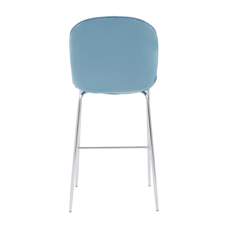 Elsberry Upholstered Counter Stool with Metal Frame, Blue, Silver