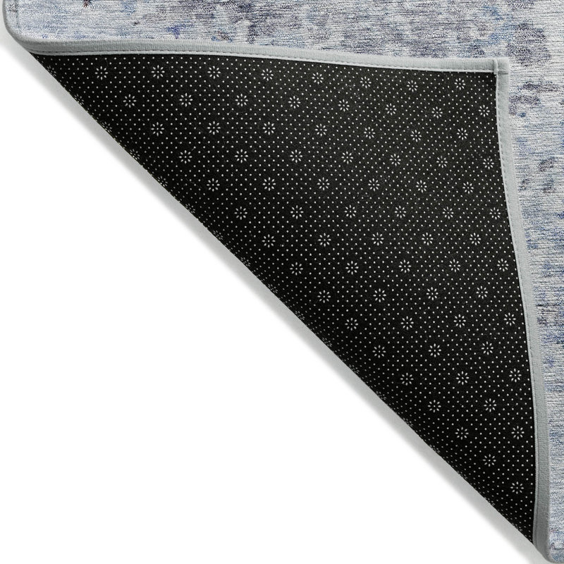 Sky Blue Flat Woven Synthetic Washable 5' x 7' Rug