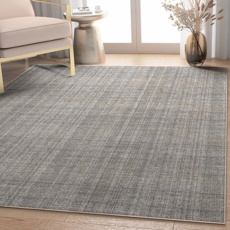 Tapis anthracite beige à carreaux plats rétro Nuzzo Burst, Rectangle 5 pi 3 po x 7 pi 3 po