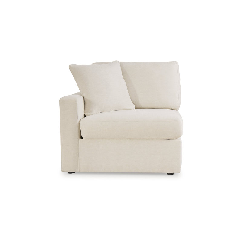 Canapé modulaire 5 pièces avec méridienne Depew, Orienté à droite, Polyester blanc
