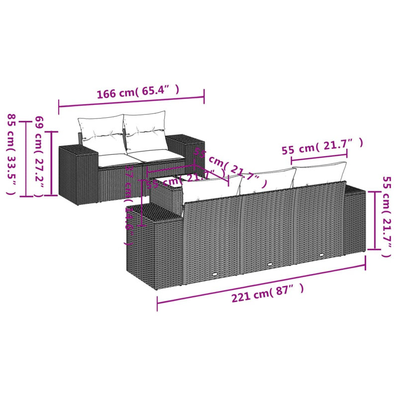 Vidaxl Garden Sofa Set Grey, Dark Grey