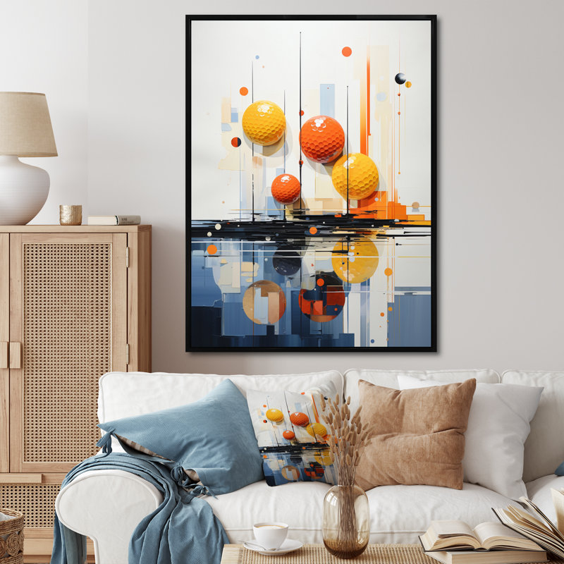 Lerin " Golf Harmonious Collage II ", 44" H x 34" W x 1.5" D, Black Floater Framed