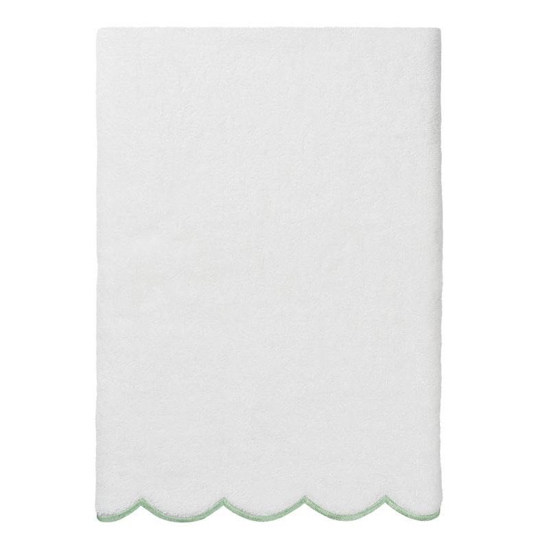  Serviette de bain 100% coton ADORNIA, Blanc/vert, Serviette de bain - 1 paquet