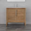 Meuble-lavabo autoportant 36 po en bois naturel avec plateau en céramique Iwan-129186145