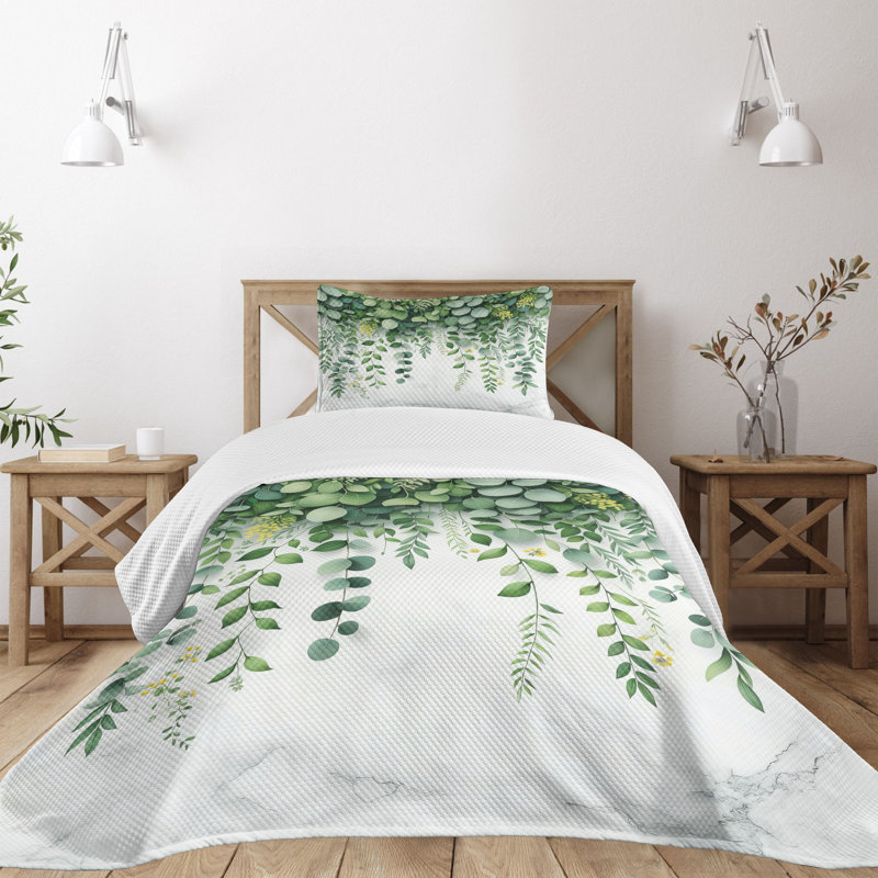 Polyester Floral Coverlet, Twin Coverlet / Bedspread + 1 Standard Sham