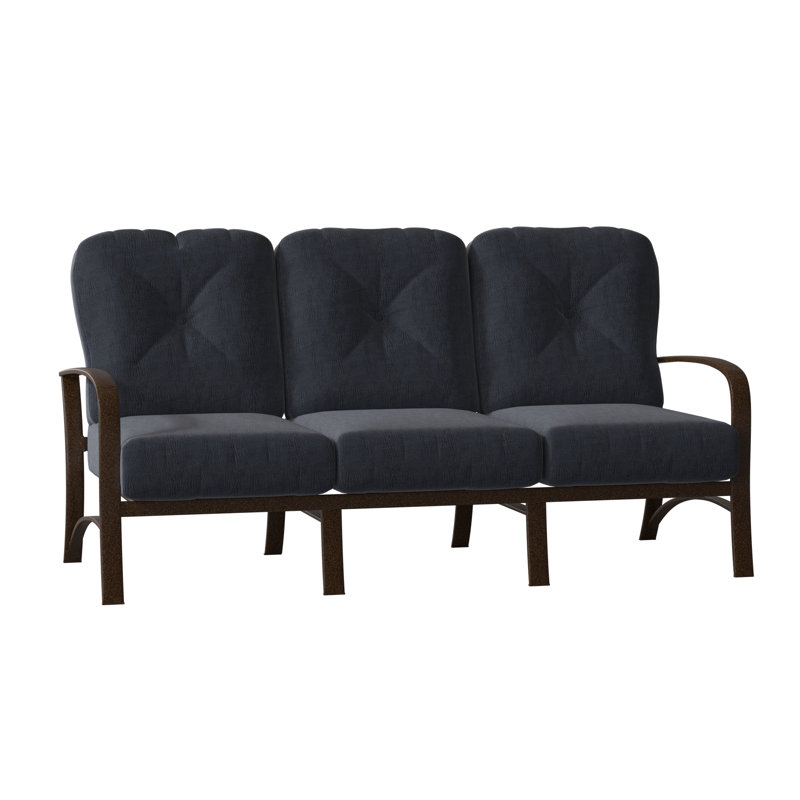 Fremont Outdoor 3 - Seat Patio Sofa, Chestnut Brown, Impact Vapor Gray Sunbrella®