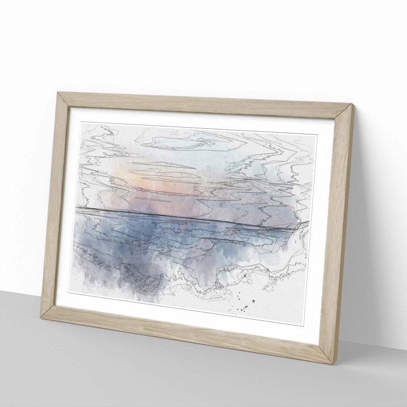 Ocean Wide in Abstract - Picture Frame Graphic Art Print, Oak Framed, 62cm H x 87cm W x 2cm D