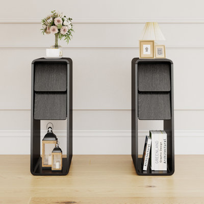 23.6'' Tall Narrow End Table, Farmhouse Sofa Table With Drawer Storage (set Of 2)