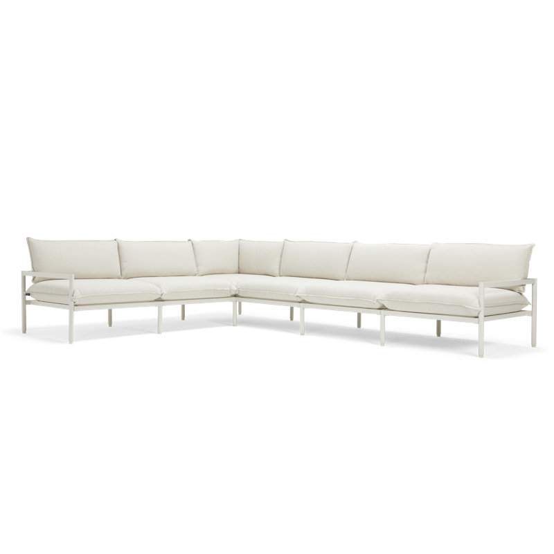 Terra 136'' Wide Reversible Powder Coated Aluminum Patio Sectional with Sunbrella® Cushions, Putty