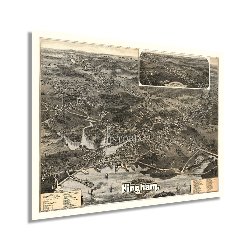 1885, Hingham, Massachusetts, carte sur papier, H 18 po x l 24 po x P 0,01 po