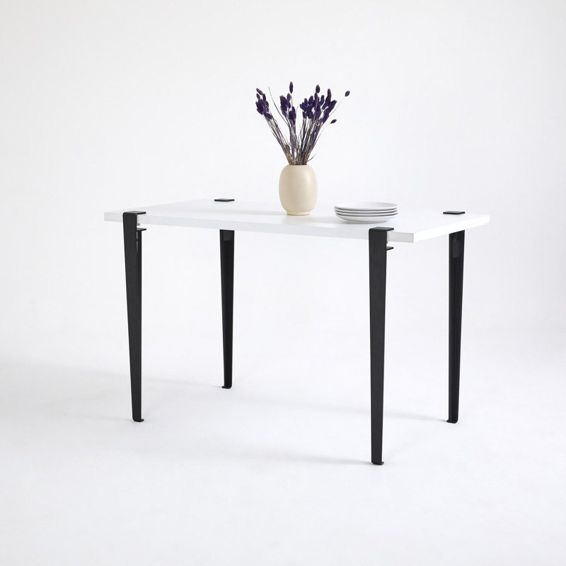 Ferro Beech Dining Table, Black, White, 75cm H x 60cm L x 120cm W