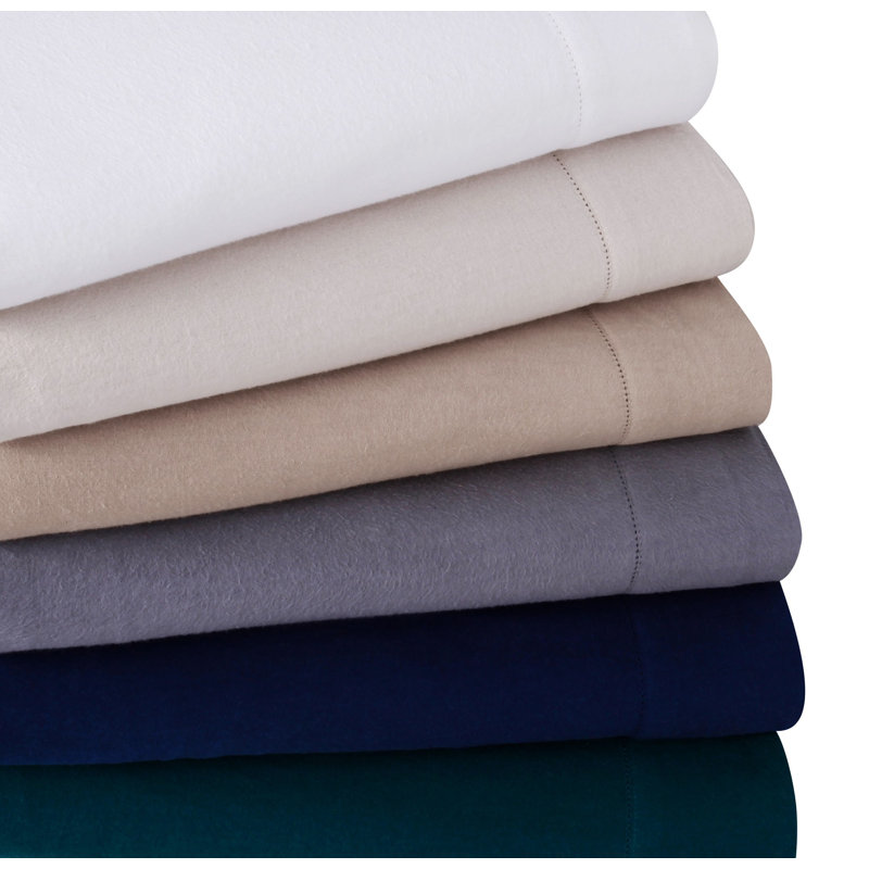 Flannel 100% Cotton Sheet Set, Twin Sheet Set + Fitted Sheet + 1 Pillowcase, Linen