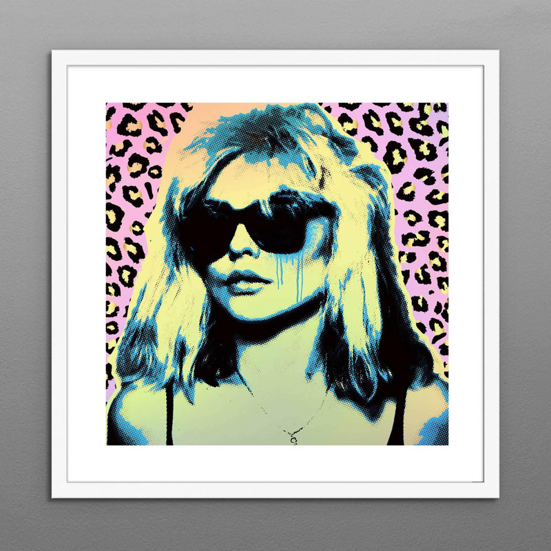 Blondie In Leopard Print - Print on Canvas, 41cm H x 41cm W x 5cm D, Matte Black/White Framed