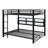 Metal Queen Over Queen Bunk Bed With Storage Cabinets And LED