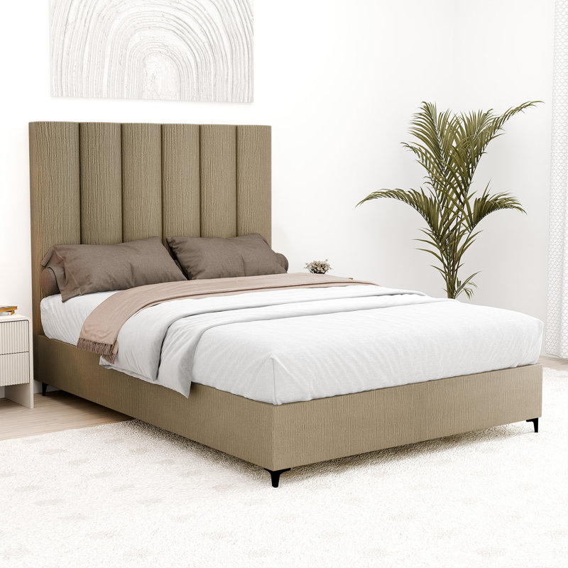 Lit plateforme tapissier Allivia, Simple, Marron