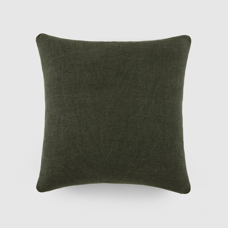 Washed and Distressed Cotton Decor Throw Pillow, Green