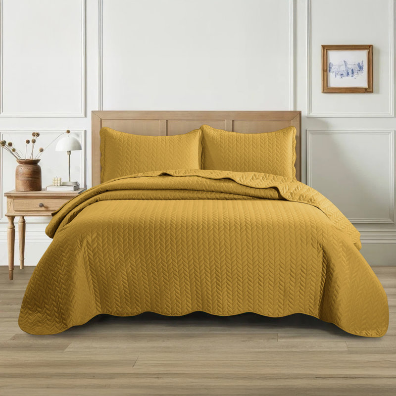 Ensemble de couvre-lit matelassé embossé - Couvre-lit en microfibre ultra doux avec taies décoratives, literie de style hôtel pour tous les lits
