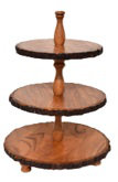 Dearl Acacia Bark Wood 3 Tier Cake Stand